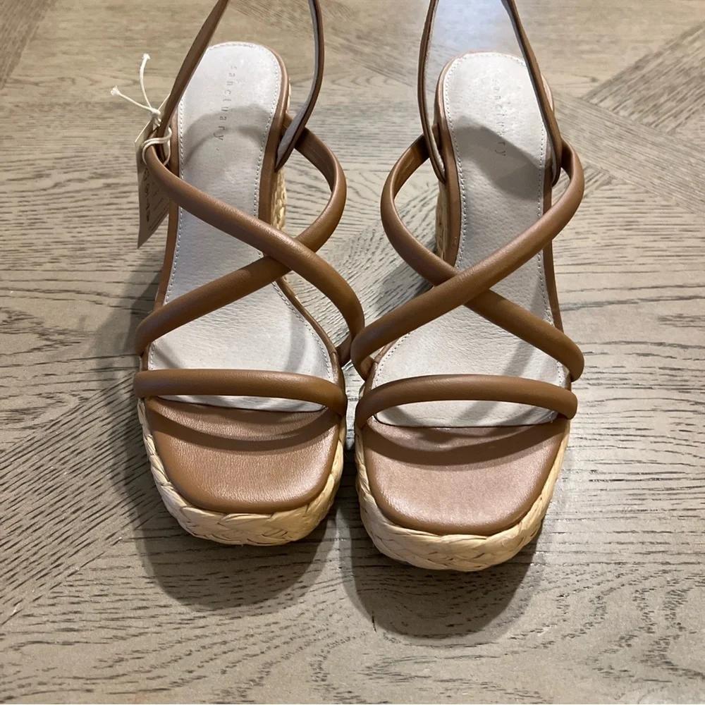 Sanctuary Tan Braided Espadrille Wedge Sandals
